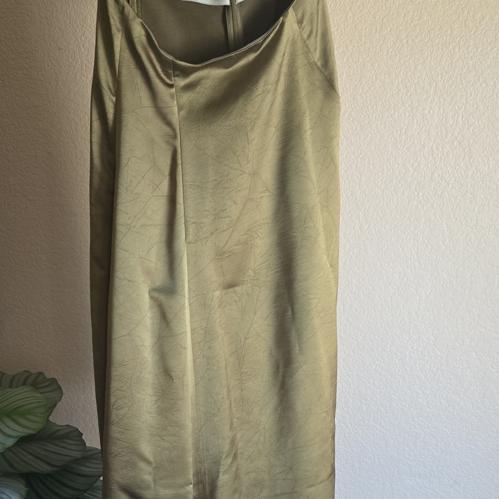 Vince Green Asymmetrical Pencil Midi Skirt